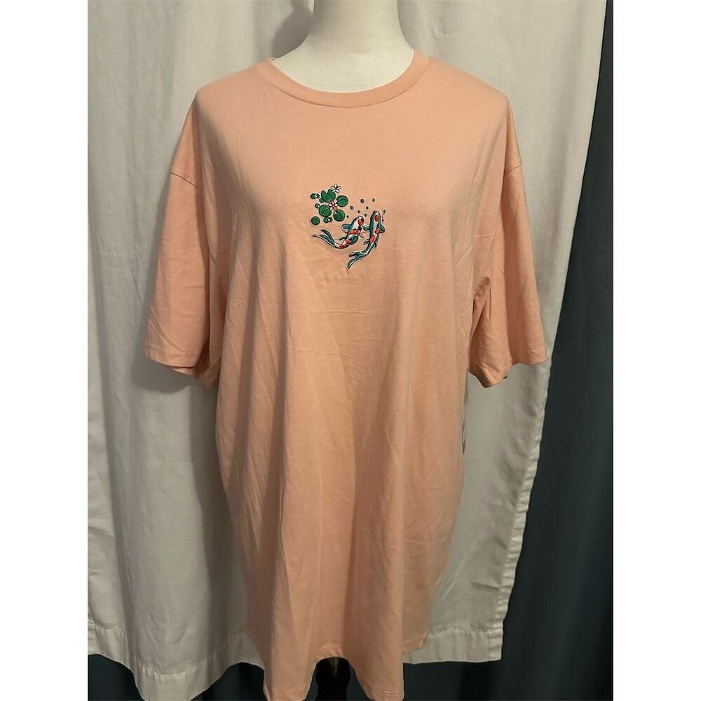 Party Shark Men's XL Peach Party Sharks Koi Fish Graphic T-Shirt